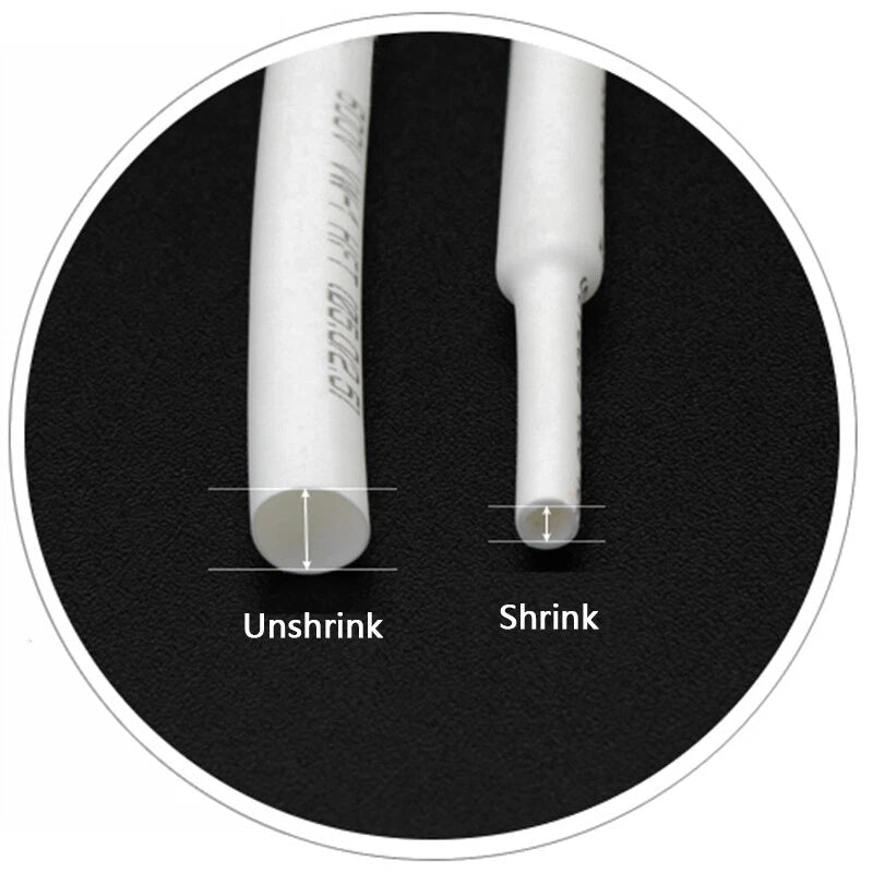 White Heat Shrink Tubing 2:1 Ratio — Waterproof Wire Sleeving, φ0.6mm to φ80mm