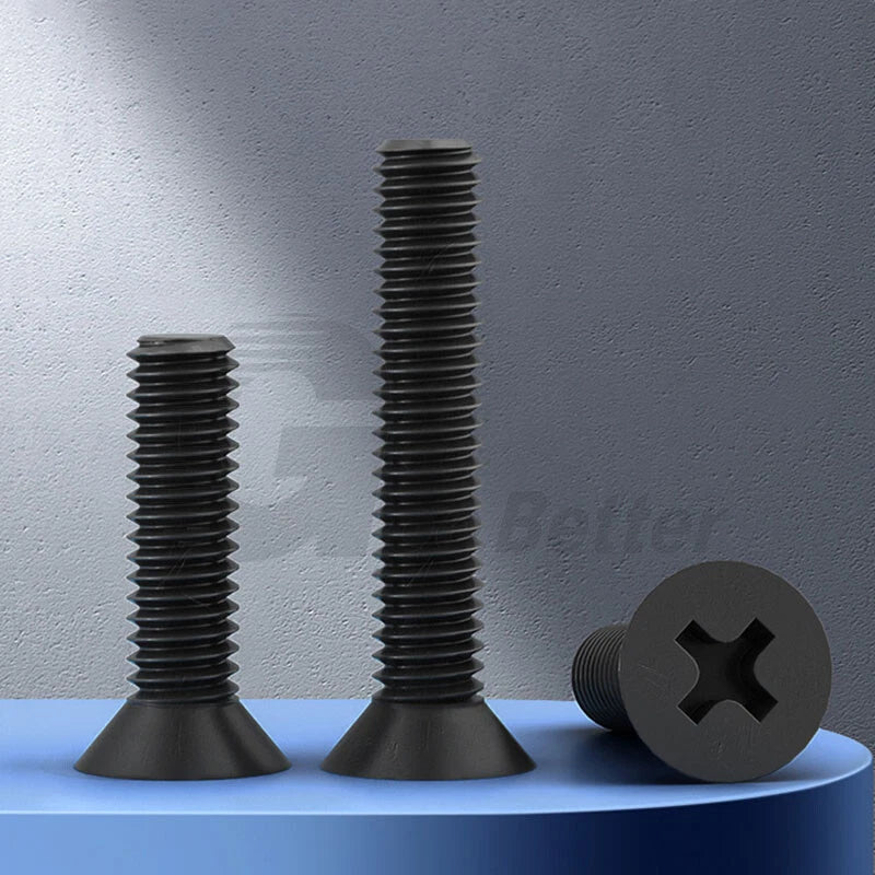 Nylon Phillips Countersunk Machine Screws — M2.5, M3, M4, White or Black, Non - Conductive Flat Head - HomeDIYer