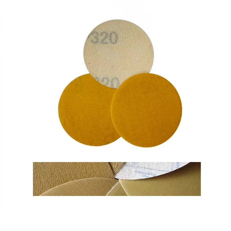 2" 50mm Yellow Dry Sandpaper Sheet Sanding Discs Polishing 240 320 500 Grit