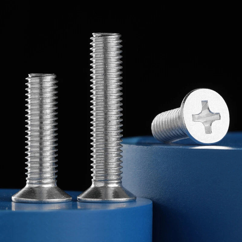 304 Stainless Steel Countersunk Phillips Machine Screws – M3.5 M4 M5 (6–200mm Length Under Head)