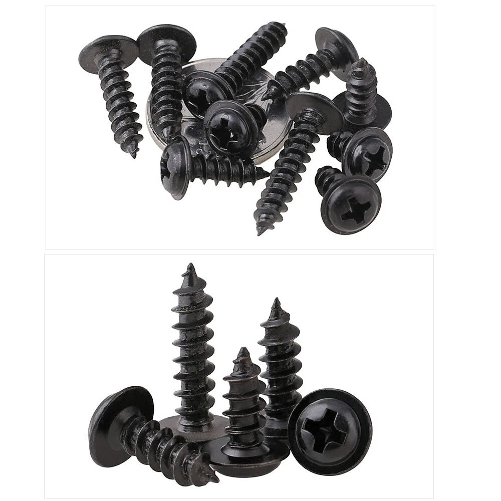 Phillips Flange Pan Head Self‑Tapping Screws – M1.2–M4, Black Zinc Plated Steel