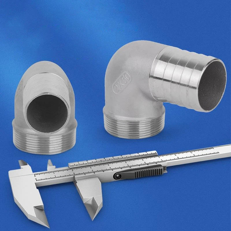 BSP Male Elbow Barbed Hose Connector — Stainless Steel, 1/8" to 1/2", 6–16mm