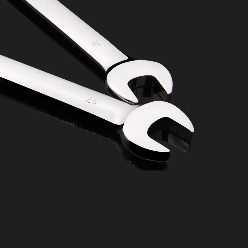 8-24mm Ratchet Spanner Combination Wrench Flexible Head Open End Ring Metric 72T