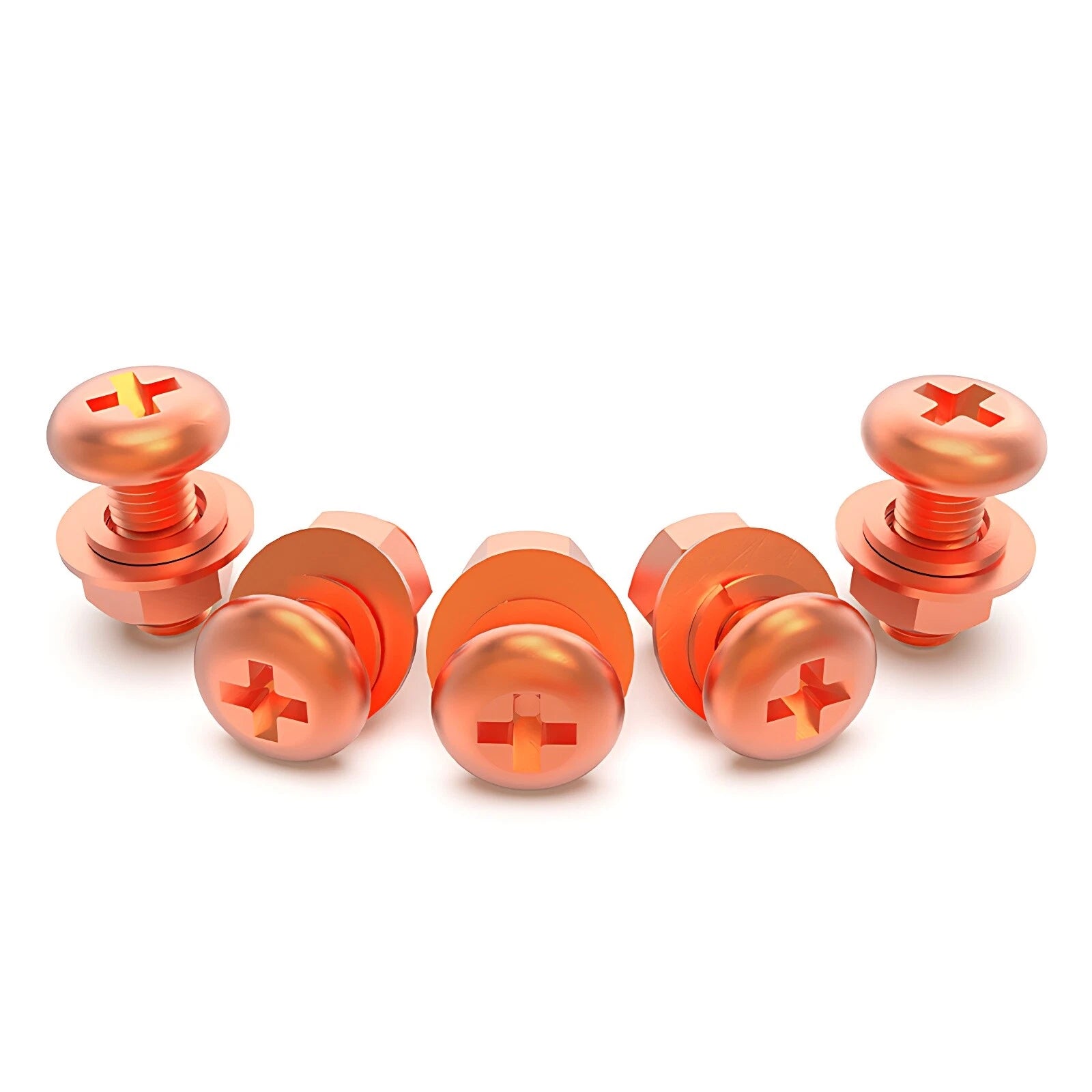 Pure Copper Phillips Pan Head Machine Screws – M3 M4 M5 M6, T2 Copper, Metric Coarse Thread