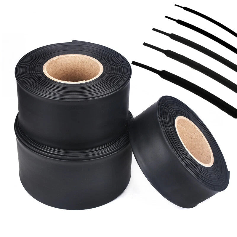 Black Heat Shrink Tubing 2:1 Ratio — Electrical Wire Sleeving, 30mm–100mm Diameter