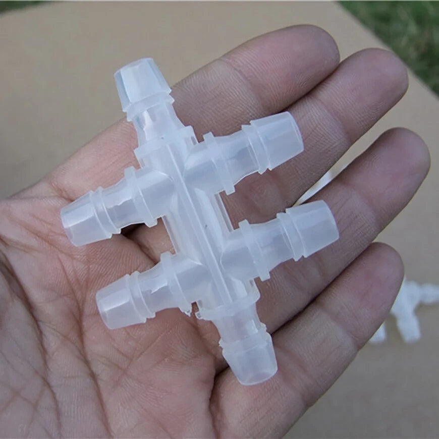Plastic Barbed 6-Way Hose Splitter Connector — Air, Water & Gas Pipe Fitting