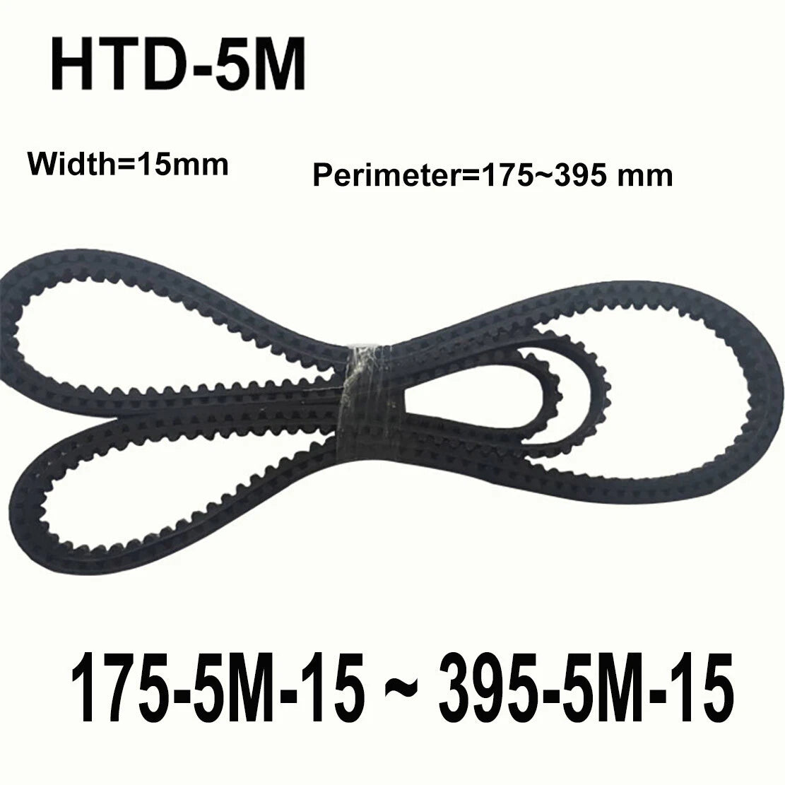 HTD 5M Timing Belt 15mm Wide | Closed Loop Synchronous Belt 175–395mm