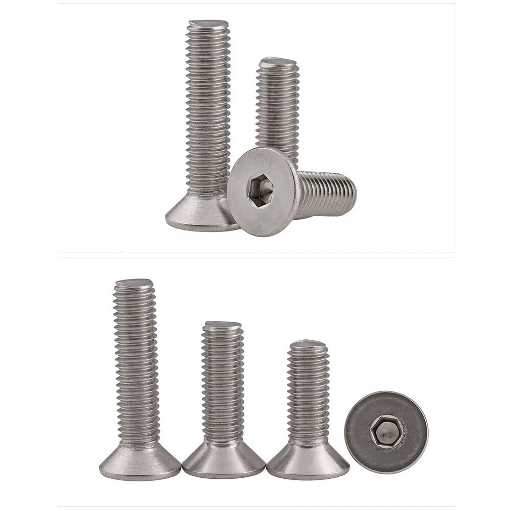 A4 Stainless Steel Countersunk Flat Head Allen Socket Machine Screws M3 M4 M5 M6 M8 M10 — 4mm to 100mm