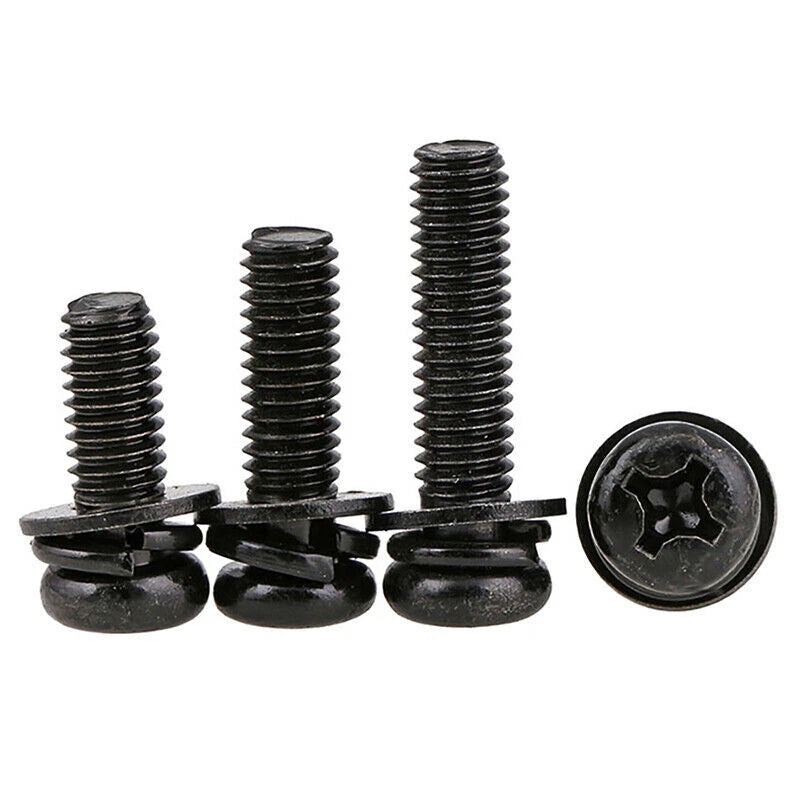 Phillips Pan Head Screws with Washer Black Zinc M5 M6 M8 Metric Machine Bolts