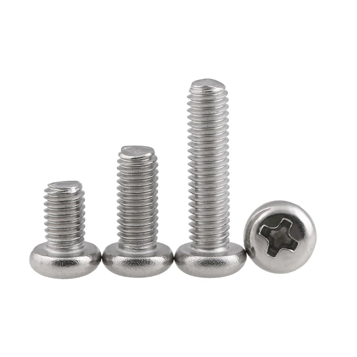 A2 304 Stainless Steel Pan Head Phillips Machine Screws M2 M2.5 M3 M4 M5 M6 M8 M10 — Full Range 3mm to 100mm