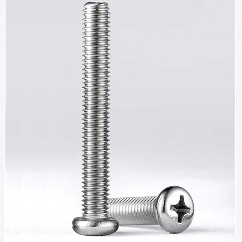 A2 Stainless Steel Pan Head Pozi Phillips Machine Screws M2 M2.5 M3 — 2mm to 120mm, Packs of 10–200