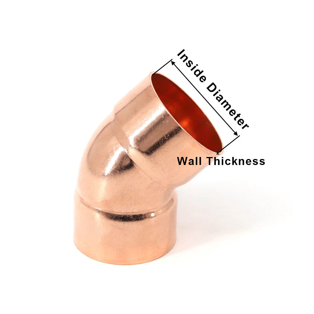 Copper Long Radius Street 45° Elbow — End Feed Refrigeration Fitting 6.35mm–133mm