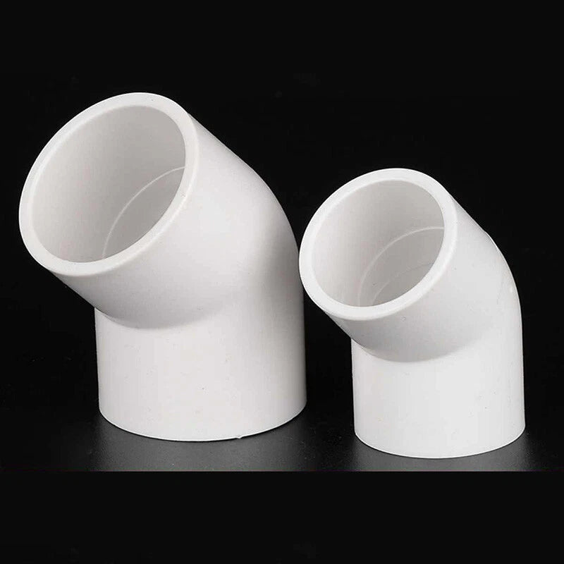 PVC Pipe Fittings Connector 45° Elbow Adapter Solvent Weld ID 20mm - 160mm