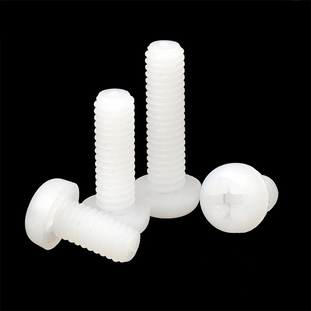 White Nylon Pan Head Machine Screws – M2 & M2.5, Pozi/Phillips Drive, Non‑Conductive & Corrosion‑Free