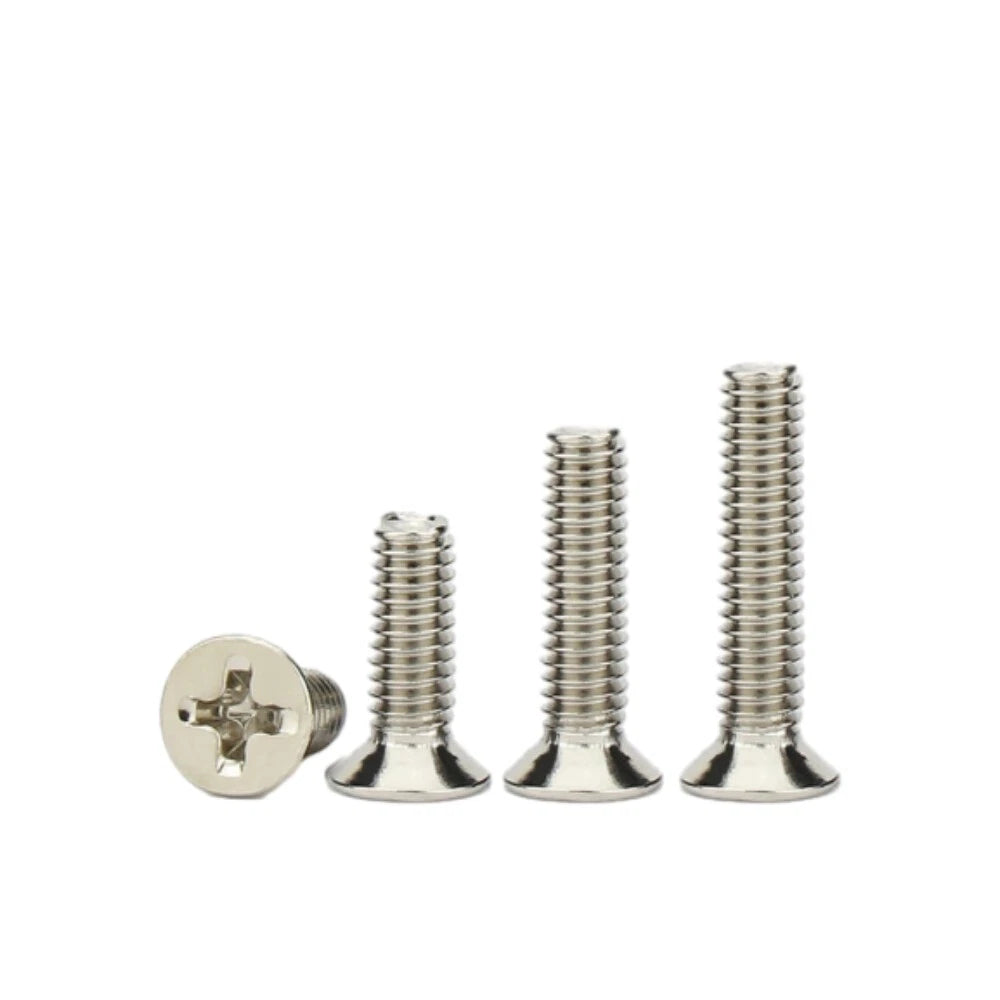 Phillips Machine Screws Countersunk Nickel Plated Steel DIN 965 Flat Head M1~M6