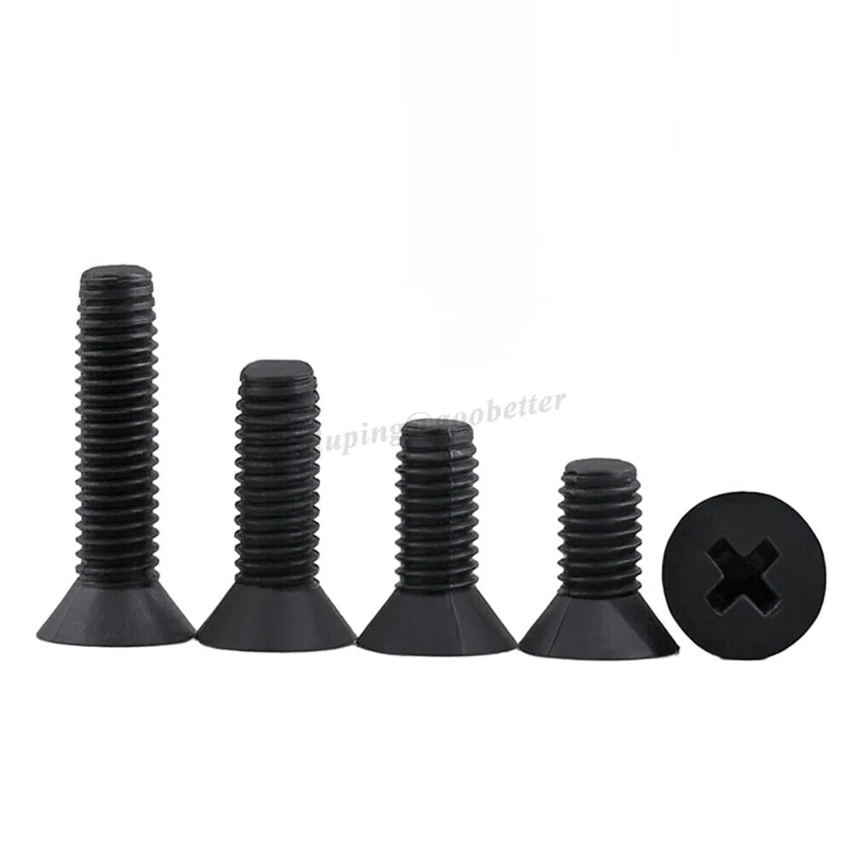Black Nylon Phillips Flat Head Countersunk Machine Screws – M2 to M8, Fully Threaded (PA66) - HomeDIYer