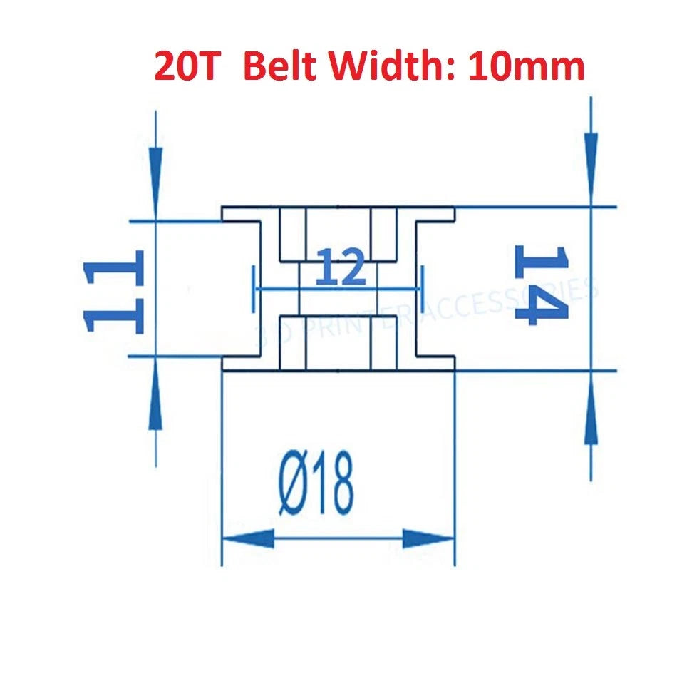 3D Printer GT2 Timing Belt Idler Pulley 6/10mm Belt 3/5mm Idle Bearing 16T 20T