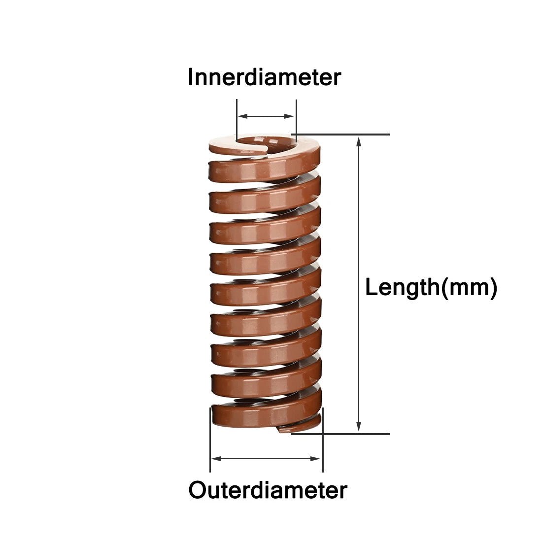 Heavy Load Duty Compression Die Spring, 20mm - 40mm Diameter & Up To 250mm Long JIS - HomeDIYer