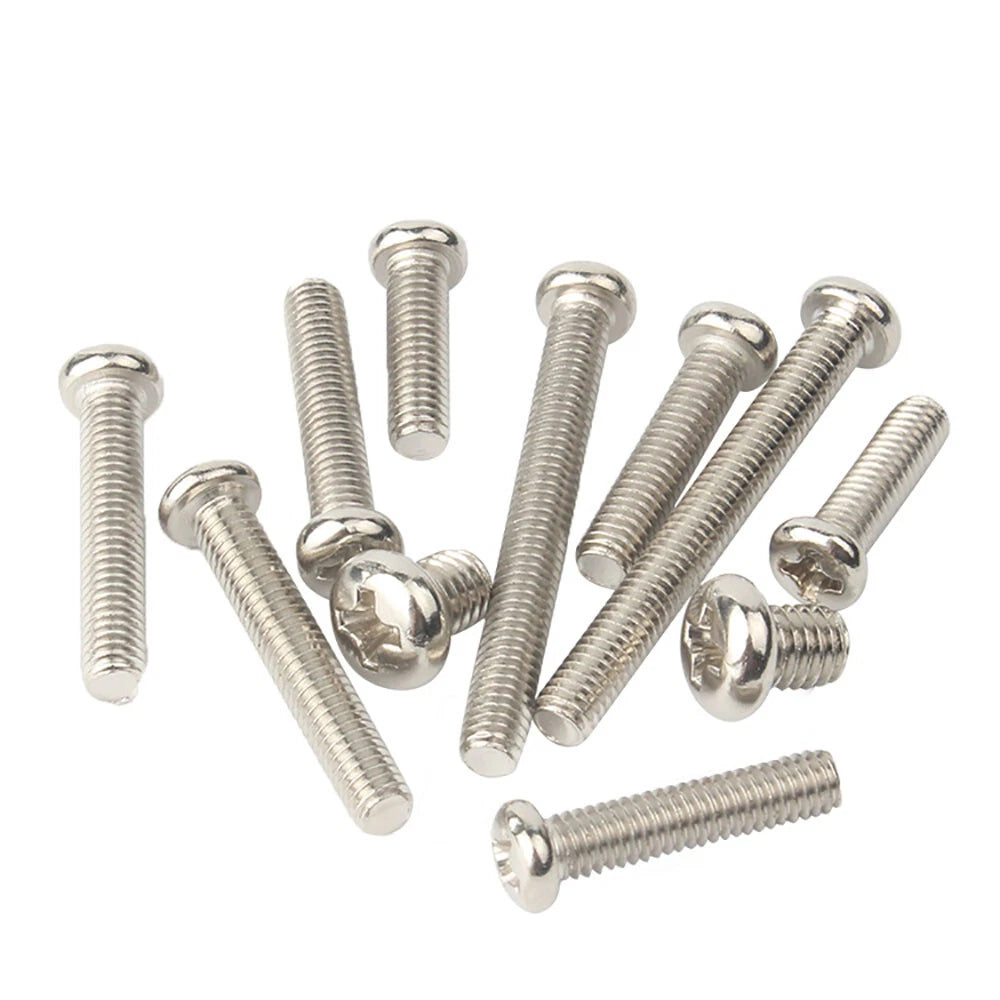 M1.2–M4 Phillips Pan Head Machine Screws – Nickel Plated Carbon Steel, DIN 7985, Fully Threaded