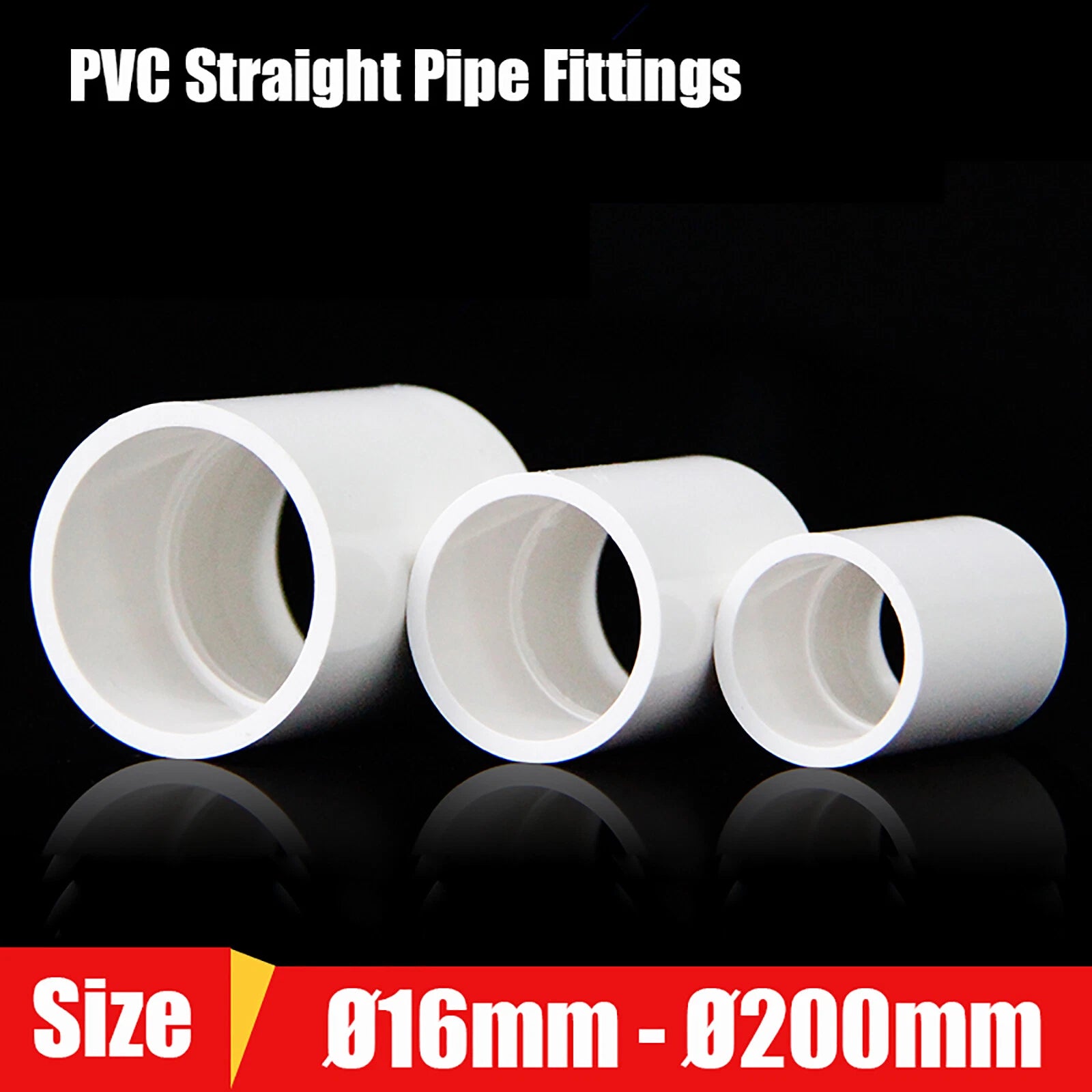 16mm-200mm PVC Plumbing Fittings Blue White Grey Straight Pipe Connector