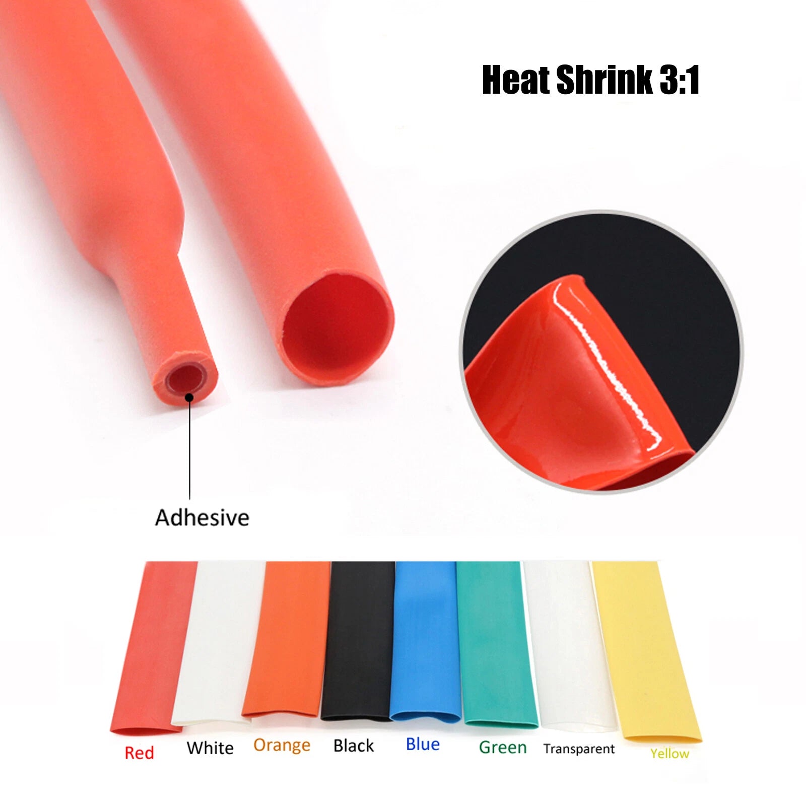 3:1 Ratio Dual Wall Adhesive Heat Shrink Tubing – Glue Lined Heatshrink Sleeving