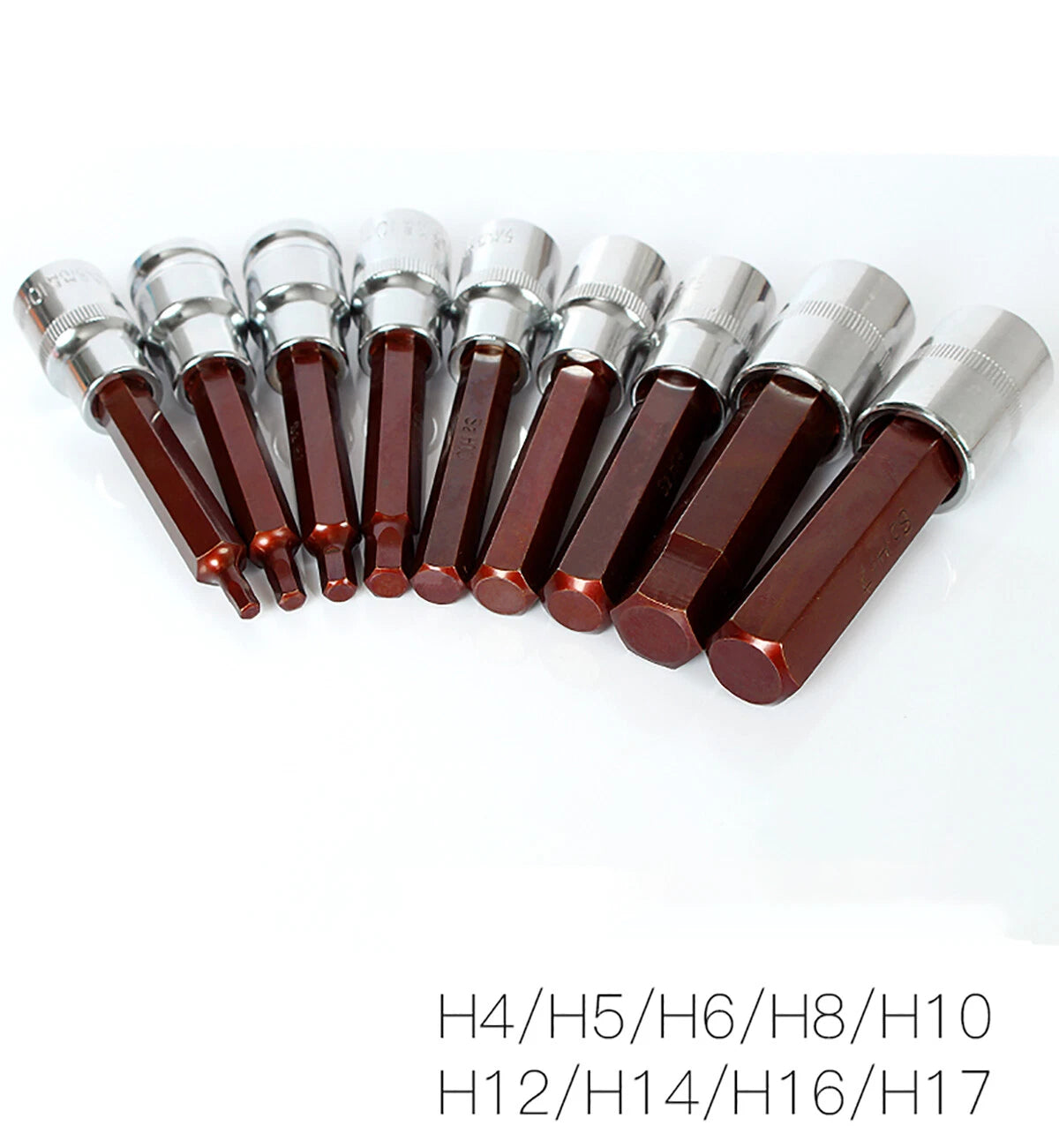 4mm-17mm Hex Socket Wrench Metric Allen Socket Hex Bit 1/2" Drive Size Optional