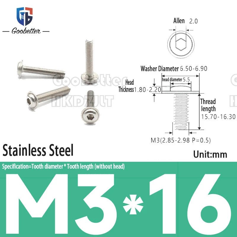 Flanged Button Head Screws M2–M5 — Allen & Torx, Stainless or Carbon Steel - HomeDIYer