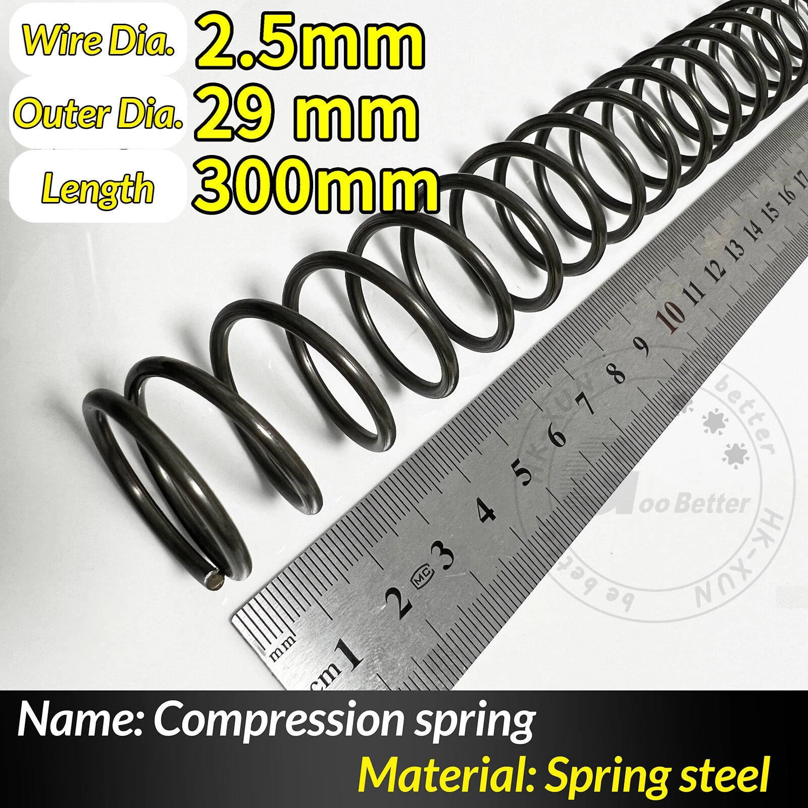 Compression Spring Pressure Springs, Wire Dia 2-3.5mm, OD 10-60mm, Length 300mm