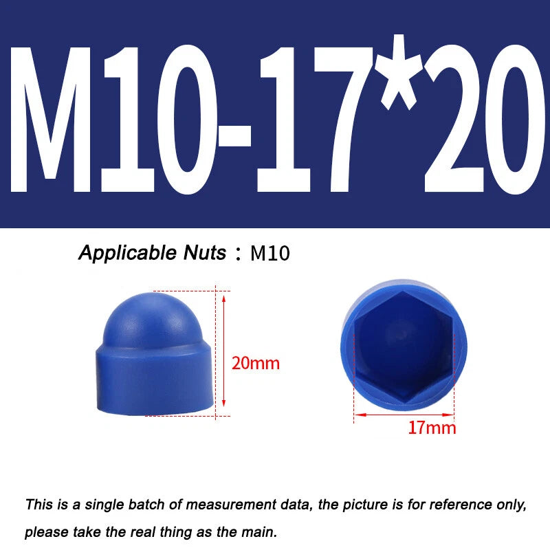 Hex Bolt & Nut Protection Caps – Plastic Hexagonal Screw Covers for M4 M5 M6 M8 M10 to M24 (PE, 5-100 Pack)