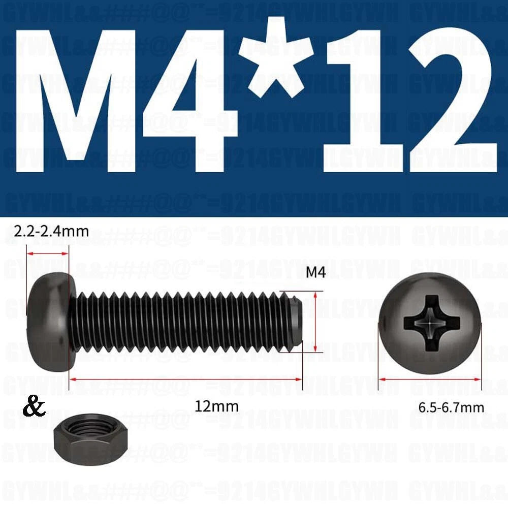 Black Pan Head Phillips Machine Screws + Hex Nuts Set – A2 Stainless Steel, M2 to M10