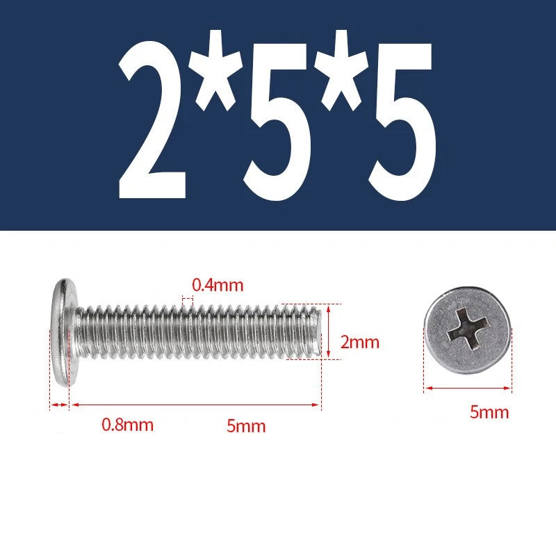 M1–M8 Ultra Thin Flat Head Phillips Machine Screws – A2 Stainless Steel, Fully Threaded