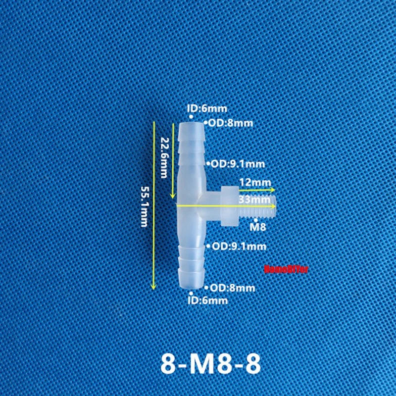 T Piece Joiner 3-Way Plastic Barb Connector | Pipe Hose Male Thread Fitting