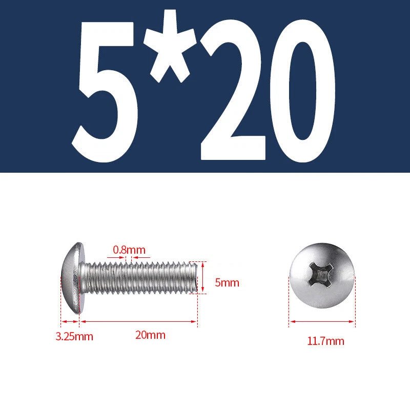 Phillips Button Head Machine Screws — Steel M2 M2.5 M3 M4 M5 M6 - HomeDIYer