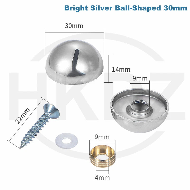 Stainless Steel Mirror Screw Cover Caps – Decorative Disc Plates for Glass, Mirrors & Furniture (16-50mm, Flat/Dome, Silver/Gold/Black/Rose Gold)