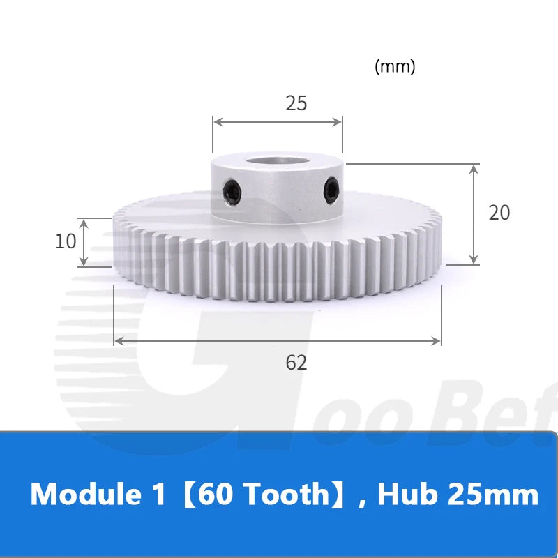 Module 0.5/1/1.5 Precision Spur Gear Aluminium 12-60 Tooth Motor Pinion with Hub