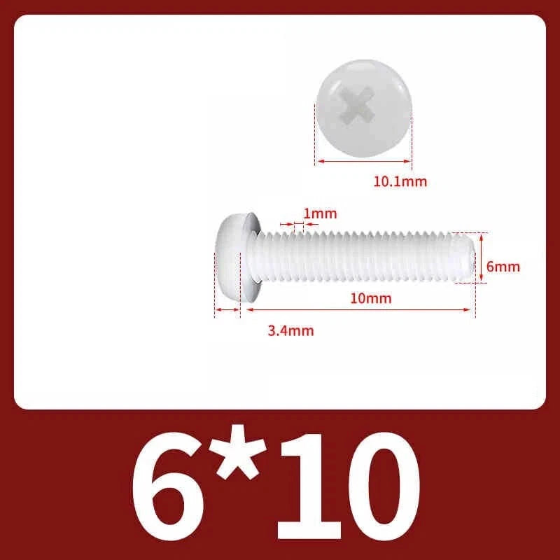 White Nylon Phillips Pan Head Machine Screws – M2 to M8, Non‑Conductive & Corrosion‑Free (PA66)