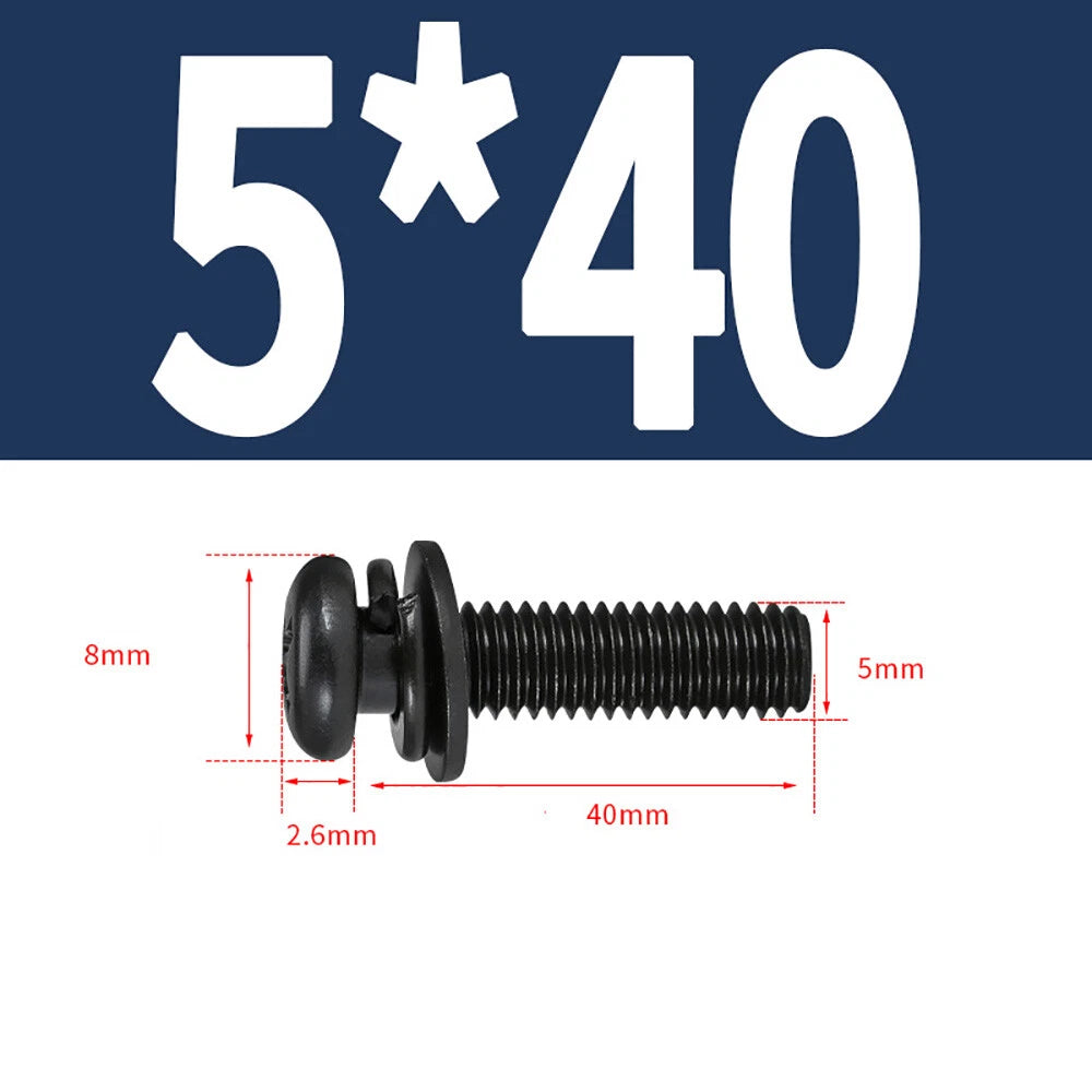 M5–M8 Phillips Pan Head Screws with Flat Washer – Nickel Plated or Black Zinc, Carbon Steel