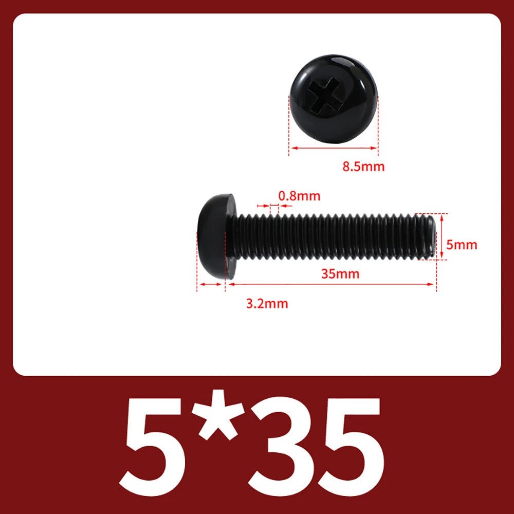 M5 M6 M8 Nylon Phillips Pan Head Machine Screws – Black & White - HomeDIYer