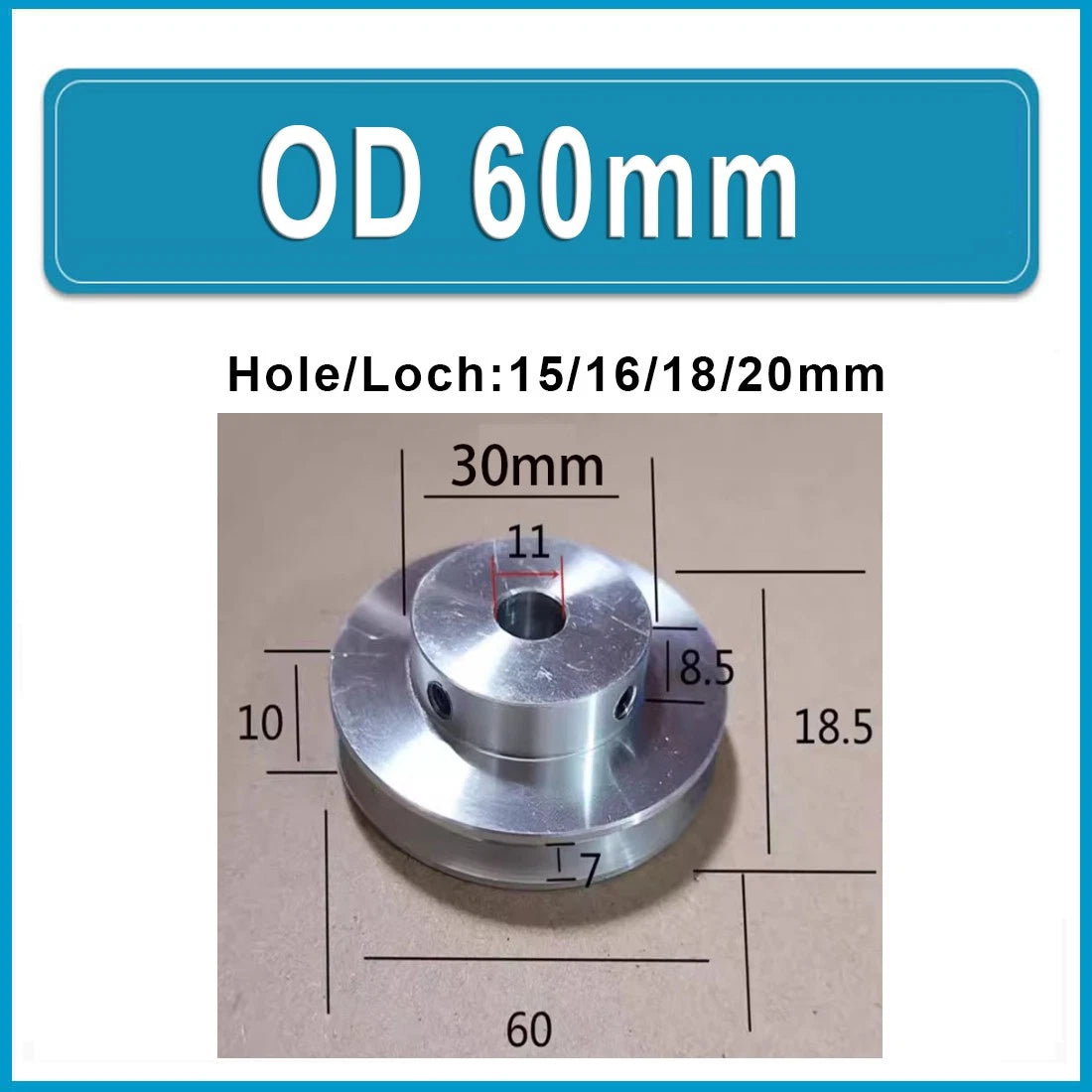 Aluminum V Grooved Pulley O Round Belt Pulleys For 6mm Width Belt OD 20mm-80mm