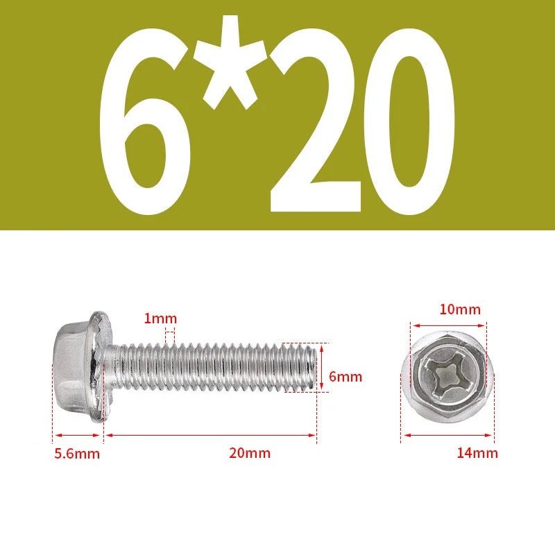 Phillips Hex Flange Screws 304 Stainless Steel M3–M8 | Dentate & Flat Flange - HomeDIYer