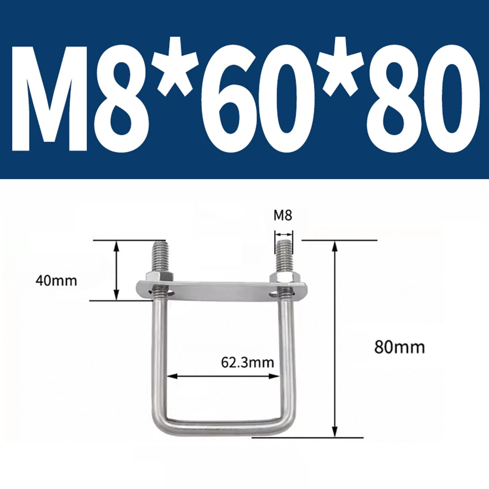 M6 M8 M10 M12 U Bolt Plates & Nuts Standard U-Bolts Stainless Steel 304 Trailer