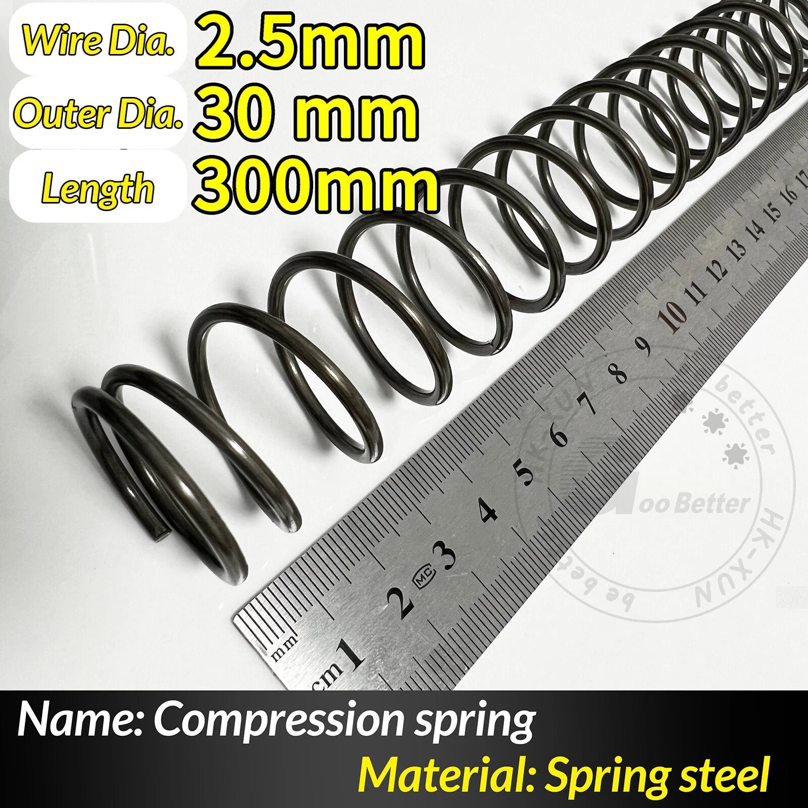Compression Spring Pressure Springs, Wire Dia 2-3.5mm, OD 10-60mm, Length 300mm