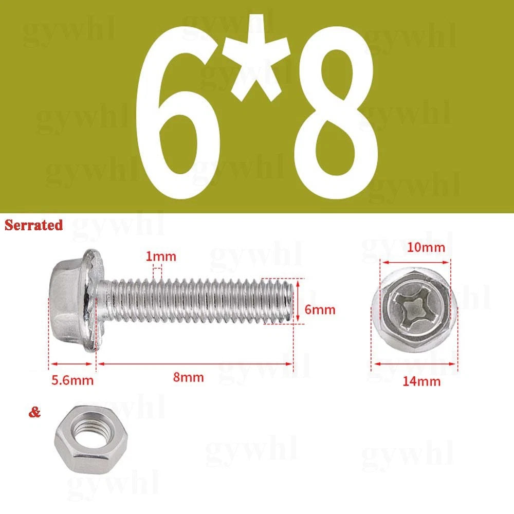 Phillips Hex Flange Bolts with Hex Nuts — Serrated & Smooth, M3–M8