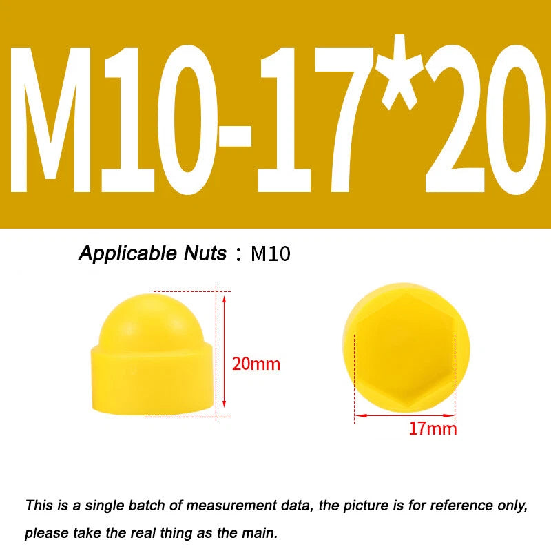 Hex Bolt & Nut Protection Caps – Plastic Hexagonal Screw Covers for M4 M5 M6 M8 M10 to M24 (PE, 5-100 Pack)