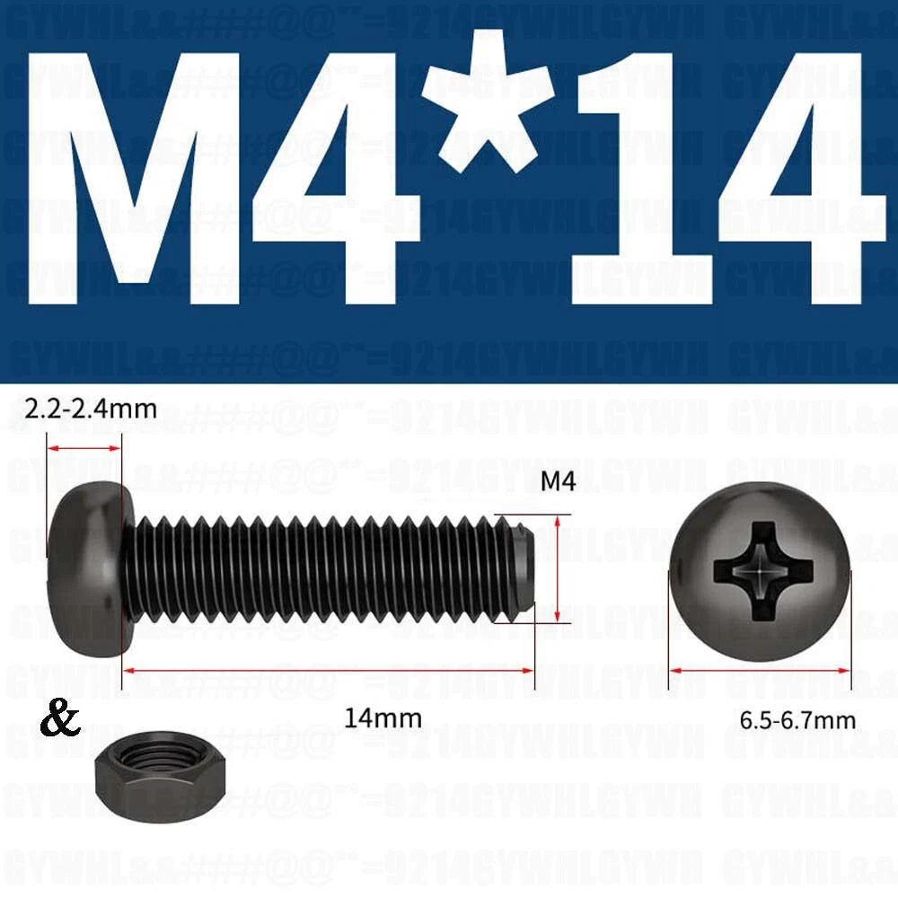 Black Pan Head Phillips Machine Screws + Hex Nuts Set – A2 Stainless Steel, M2 to M10