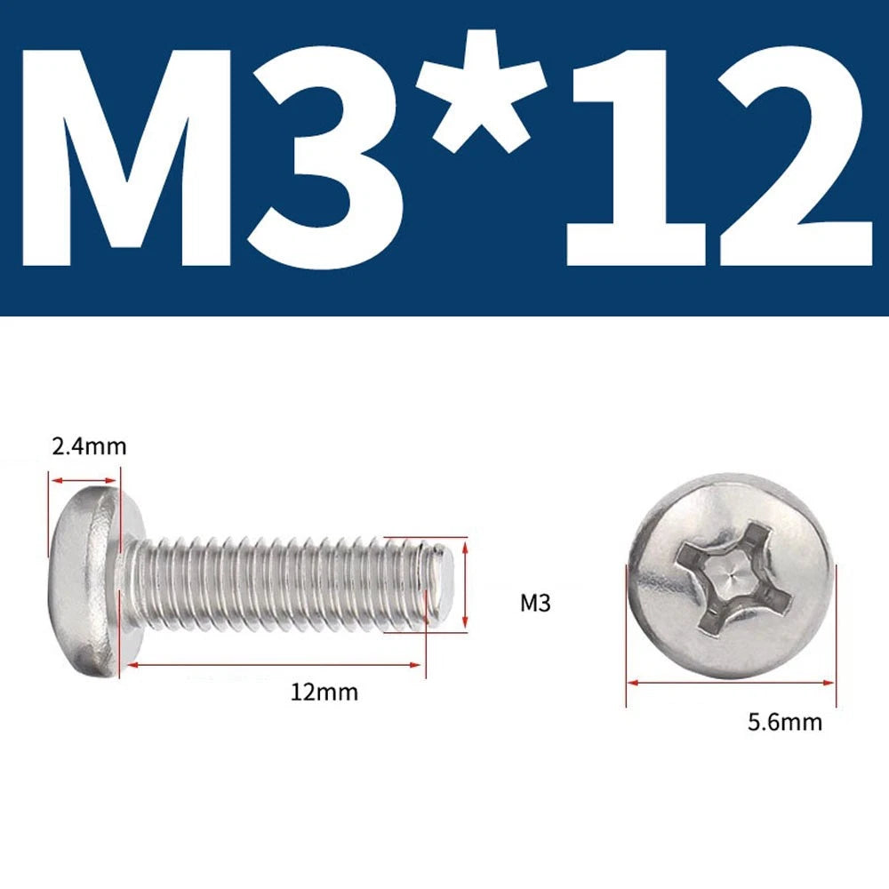 Phillips Pan Head Machine Screws — A4 Marine Grade Stainless Steel, DIN 7985 (M1.6–M10)