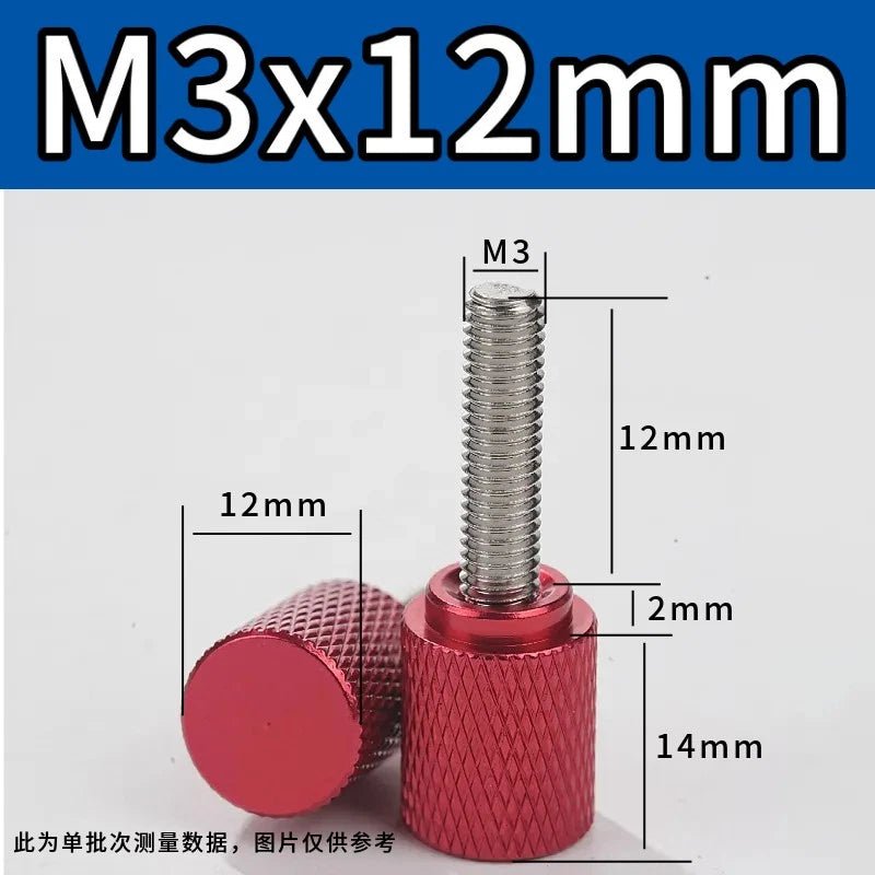 M3 Knurled Thumb Screws – Colored Anodized Aluminum, 6mm to 100mm, 10 Colors - HomeDIYer