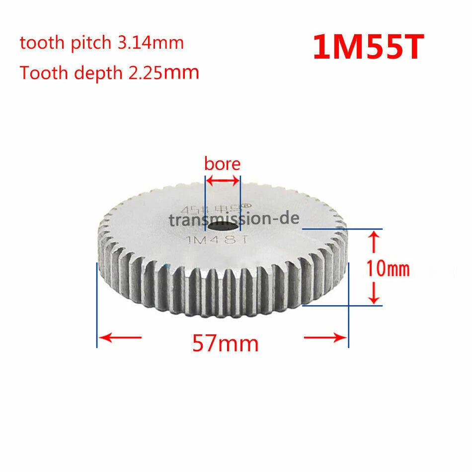 1/1.5 Mod 12T-150T Spur Gear 45# Steel Pinion Gear Thickness 1M-10mm 1.5M-15mm