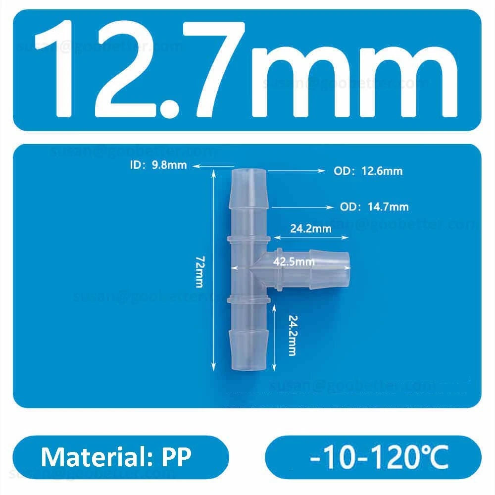 Plastic Barbed Hose Connectors — T-Piece, Elbow & Straight Fittings for Air & Water Lines