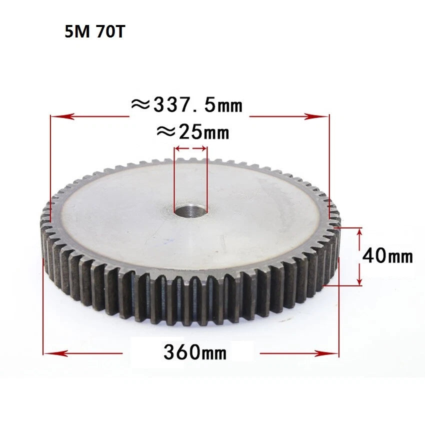 5 Modulus 10-70Tooth Spur Gears 45# Steel Thickness 40mm Motor Power Drive Gear